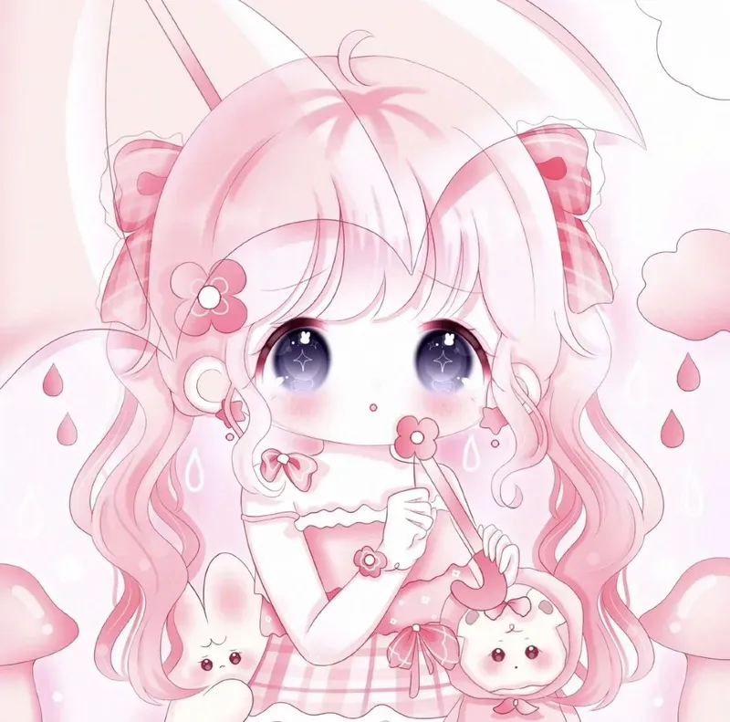 hình ảnh chibi nữ cute màu hồng 3