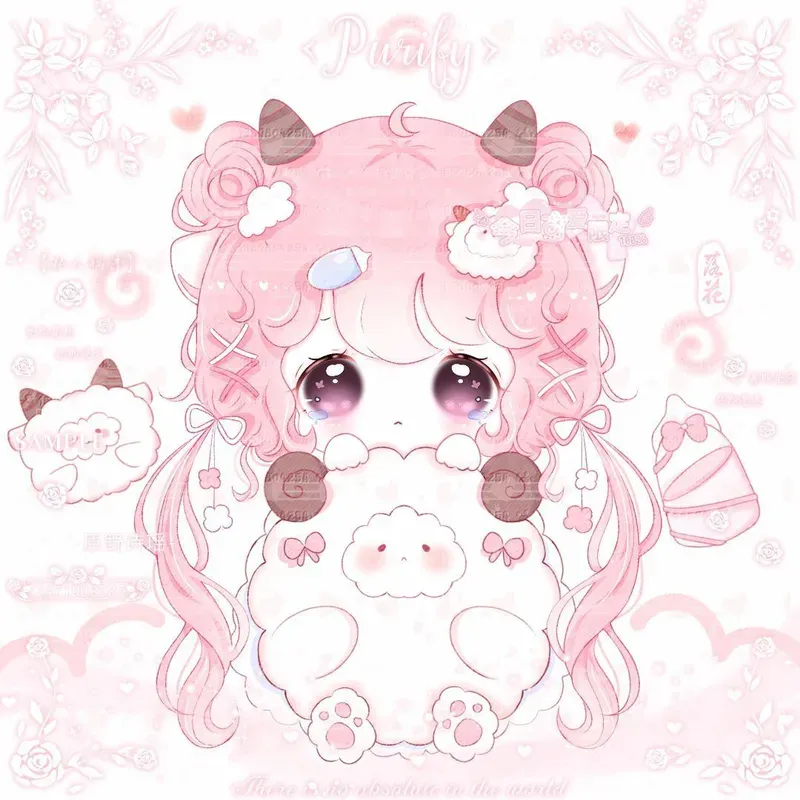 hình ảnh chibi nữ cute màu hồng 17