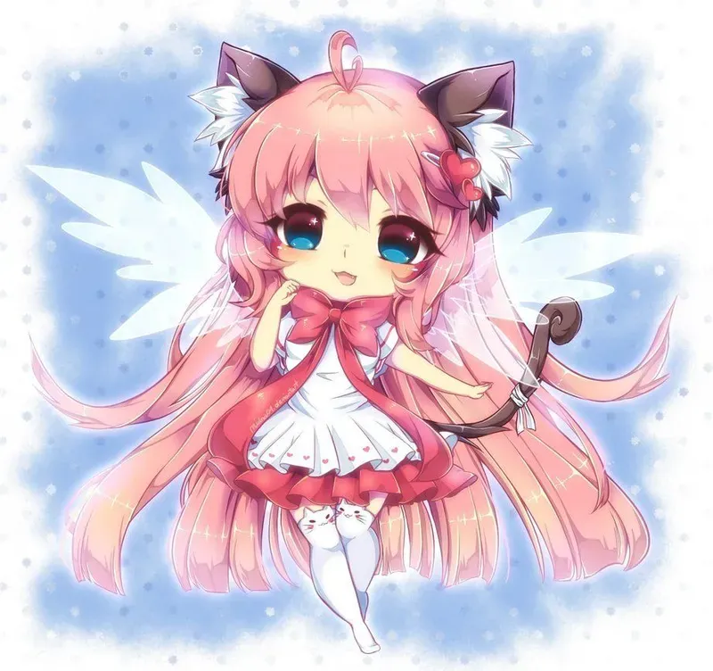 hình ảnh chibi nữ cute màu hồng 19