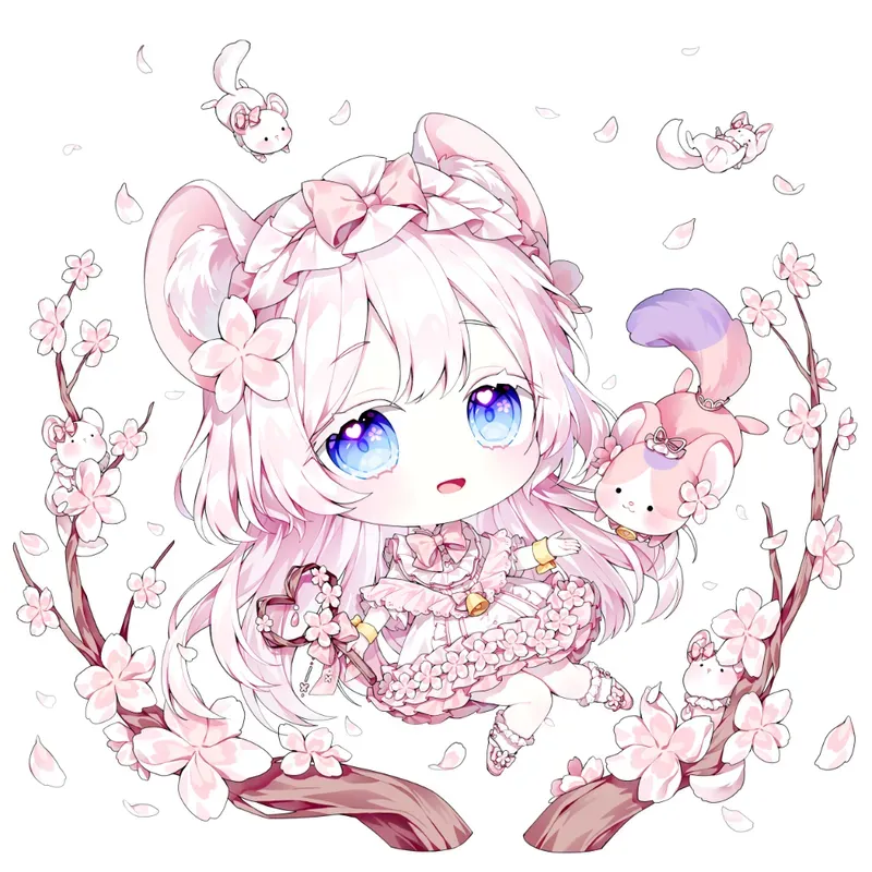 hình ảnh chibi nữ cute màu hồng 25