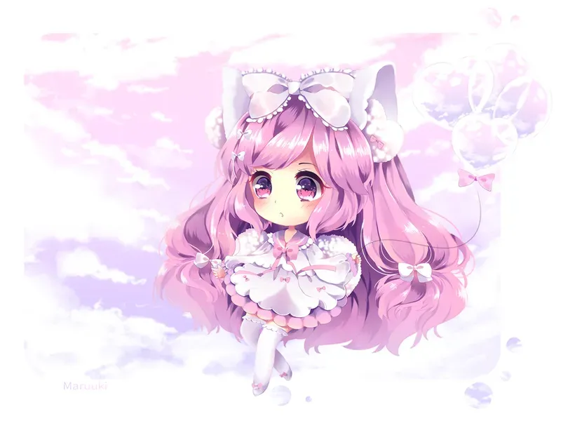 hình ảnh chibi nữ cute màu hồng 26