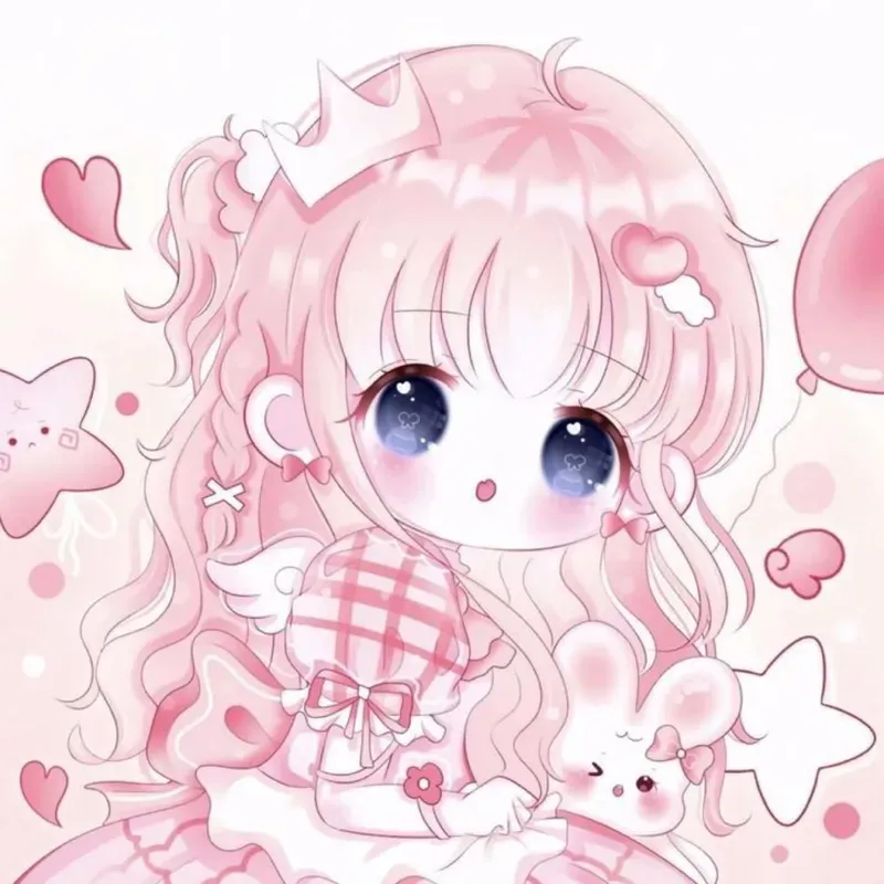 hình ảnh chibi nữ cute màu hồng 21