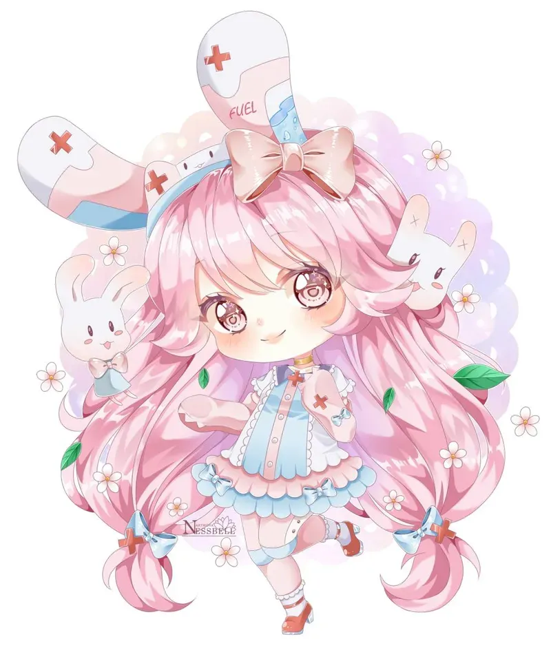 hình ảnh chibi nữ cute màu hồng 37