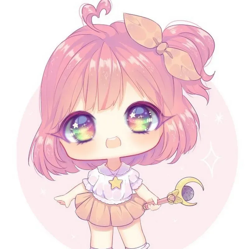 hình ảnh chibi nữ cute màu hồng 9