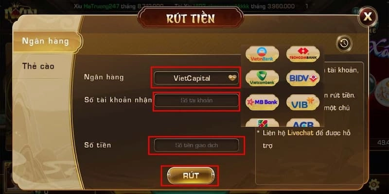 Hướng dẫn rút tiền tại rikvip qua ngân hàng điện tử 