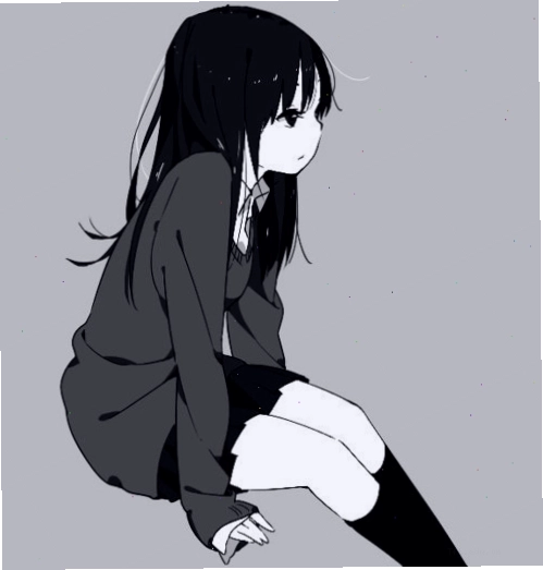Ảnh anime buồn đen trắng thể hiện sự cô đơn