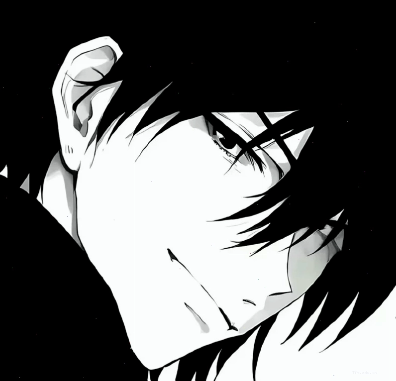 Ảnh anime đen trắng nam thể hiện phong cách ngầu và cá tính