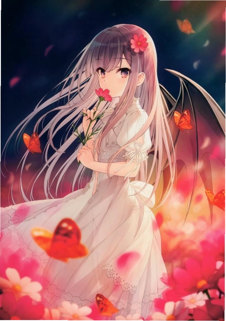 Ảnh anime girl dễ thương với đôi cánh quỷ