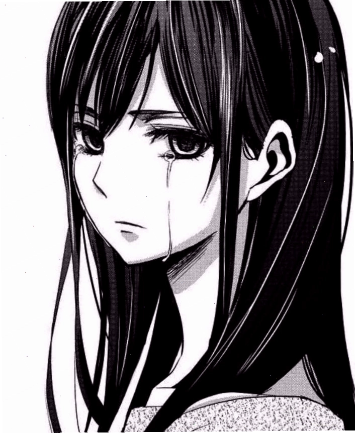 Ảnh anime girl đen trắng đang rơi lệ