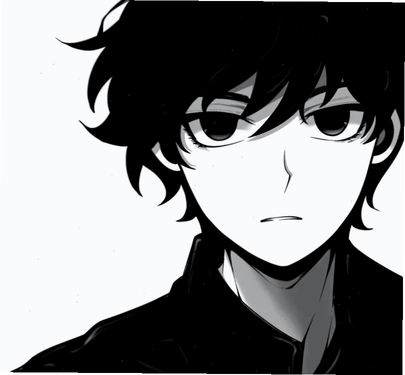 Ảnh anime nam lạnh lùng trắng đen với ánh mắt sắc sảo