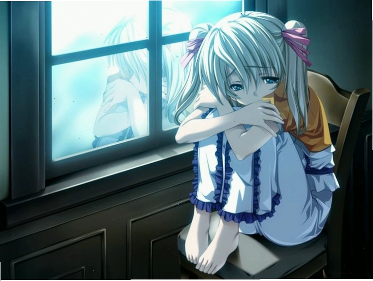Ảnh anime nữ buồn ngồi khóc