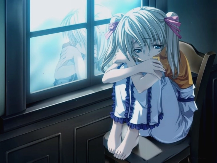 Ảnh anime nữ buồn ngồi khóc chất chứa nhiều tâm trạng