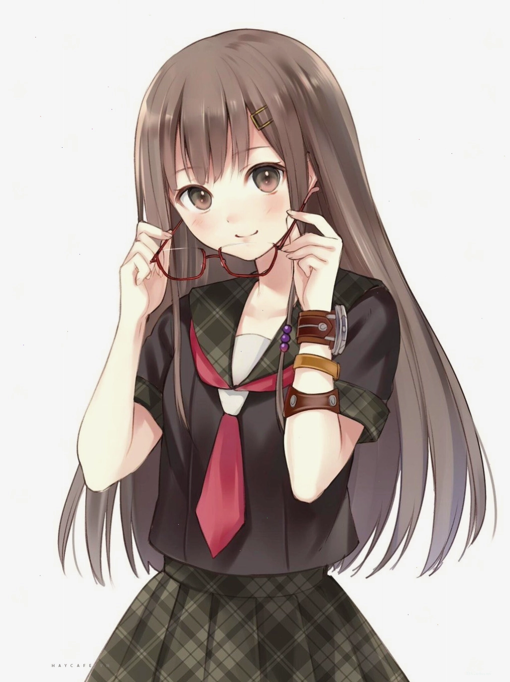 Ảnh anime nữ đẹp đeo kính tri thức