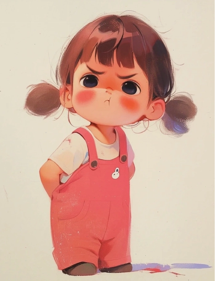 Ảnh chibi bé gái cute với biểu cảm đáng yêu