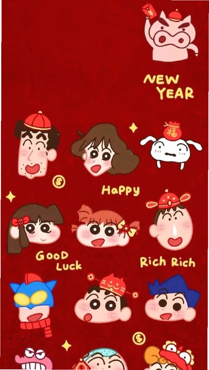 Ảnh Chibi gia đình trao nhau món quà Tết