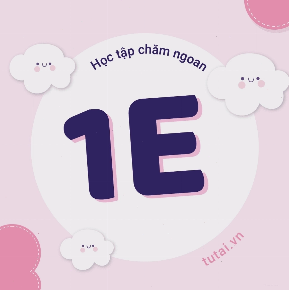 Ảnh đại diện lớp 1E với họa tiết hoạt hình dễ thương