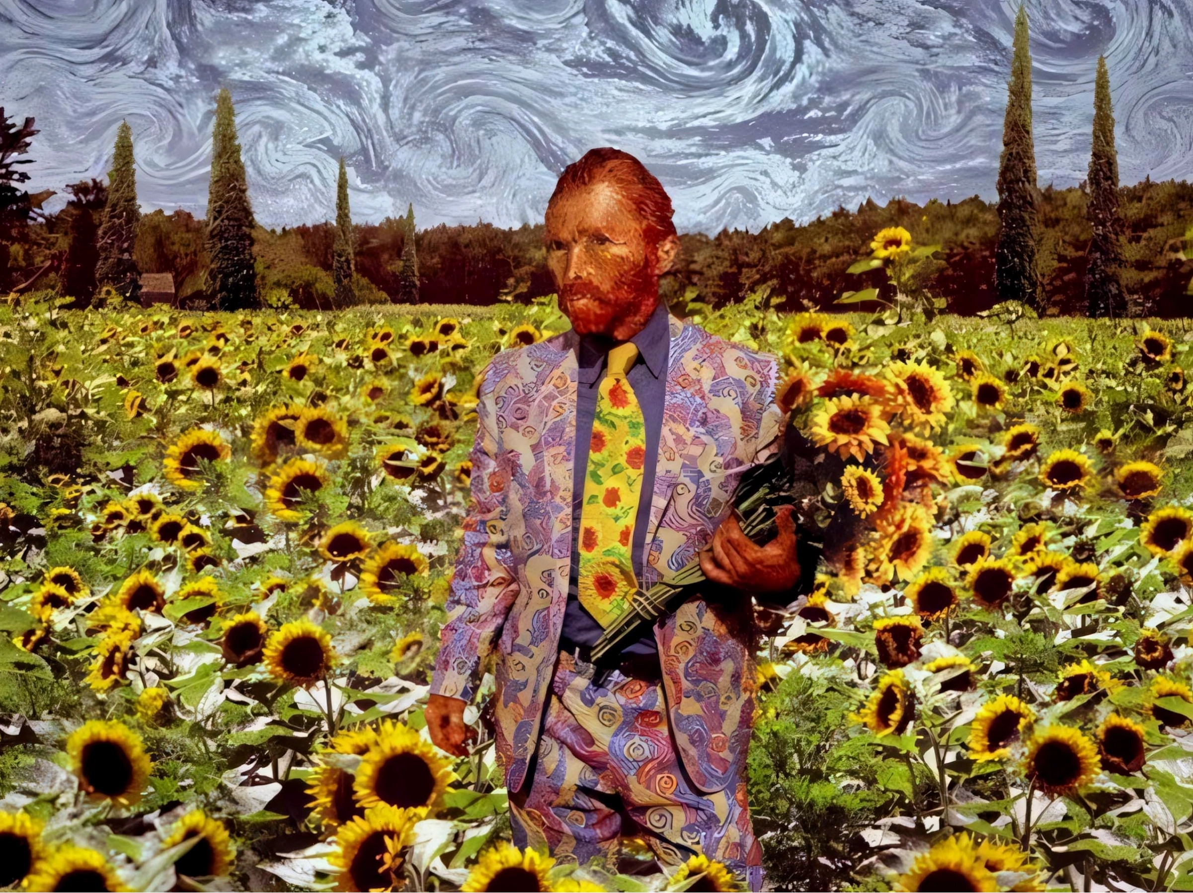 Ảnh hoa hướng dương nghệ thuật theo phong cách Van Gogh