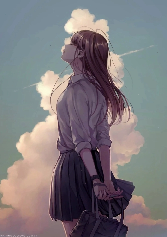 Ảnh học sinh anime đang đứng hóng gió trời