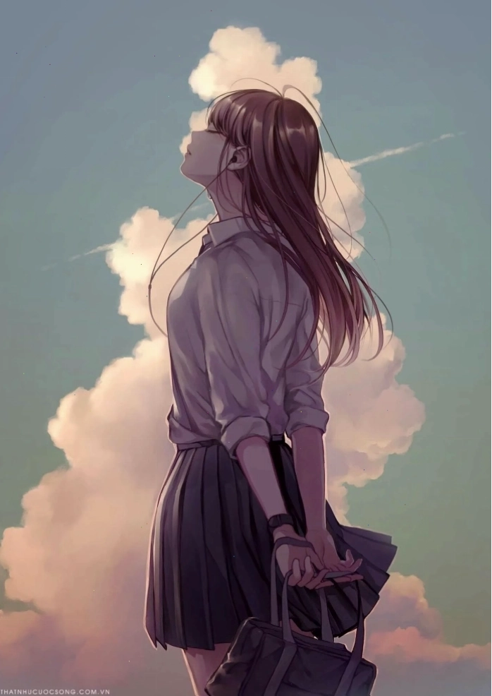 Ảnh học sinh anime nữ ngầu đứng hóng gió