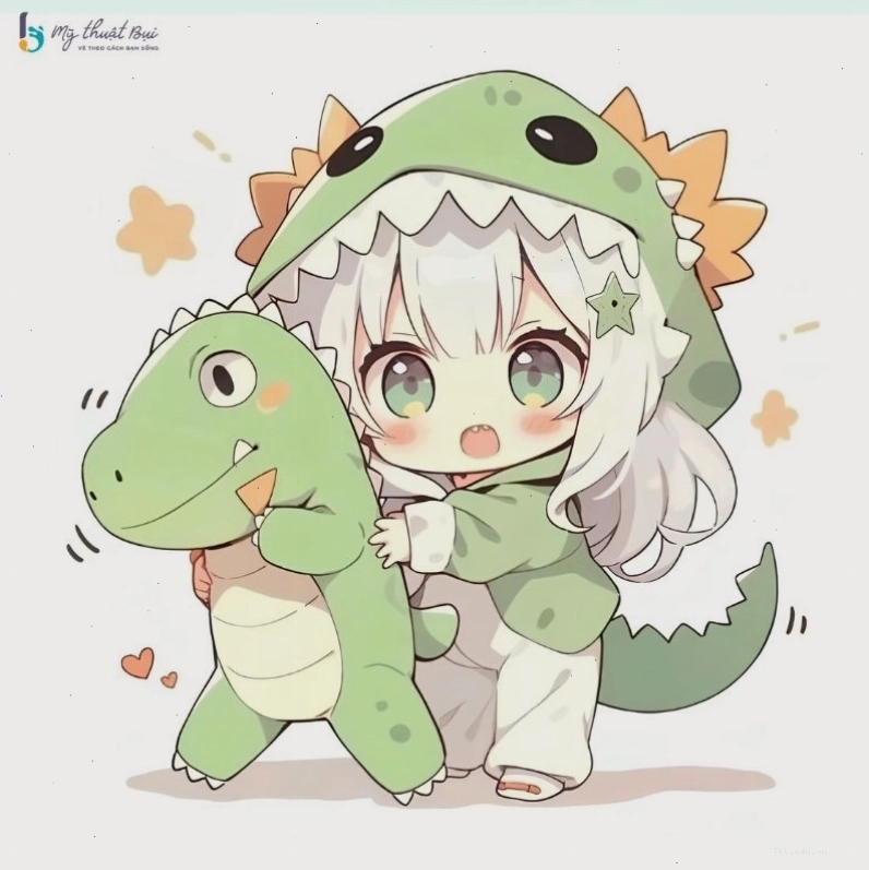 Anime boy chibi cầm kiếm, phong thái chiến binh