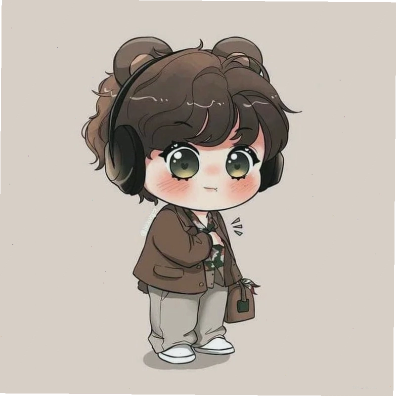 Anime nam chibi dễ thương với biểu cảm tinh nghịch