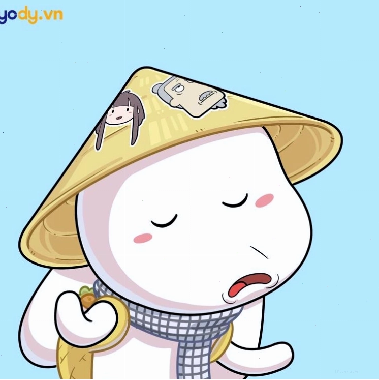 Avatar thỏ bảy màu cute với vẻ mặt hơi buồn