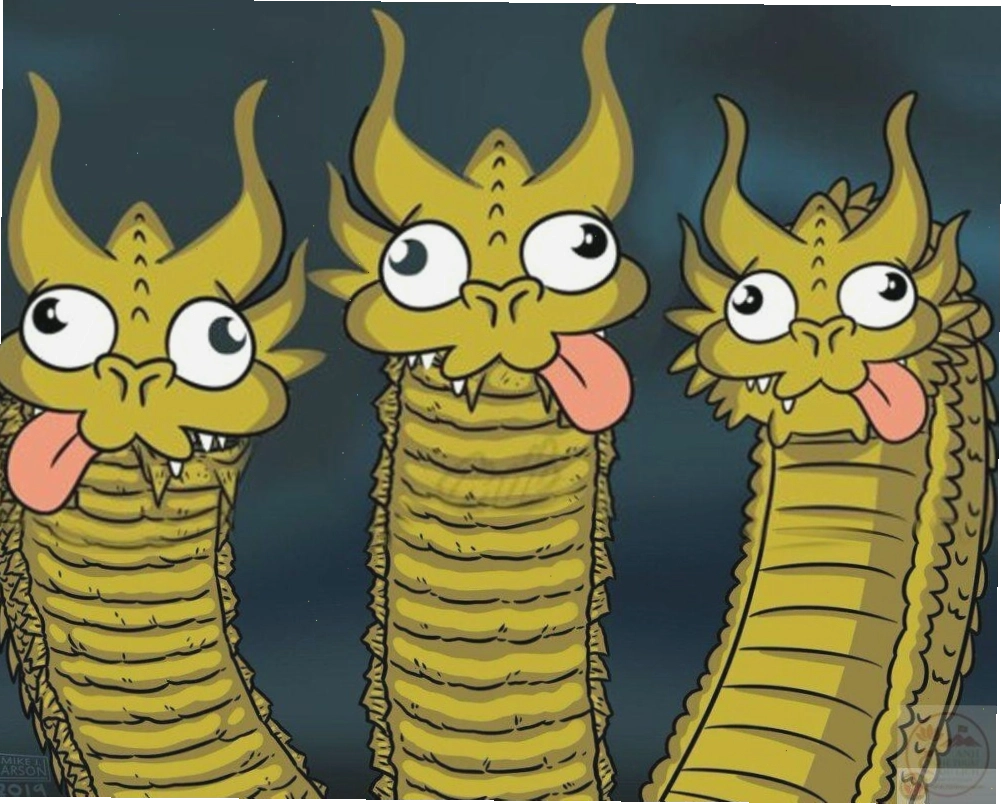 Ba chiếc đầu rồng với biểu cảm đa dạng tạo nên sức hút cho meme