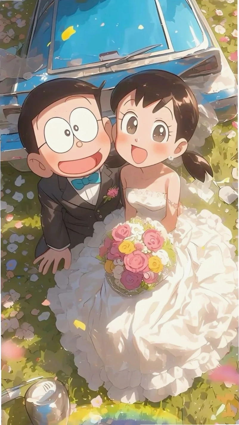 Biến điện thoại sinh động cùng hình ảnh Nobita và Shizuka cute