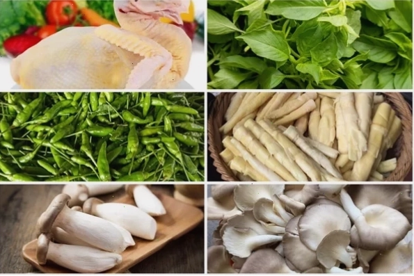 Các nguyên liệu cần thiết cho bí quyết nấu lẩu gà lá é