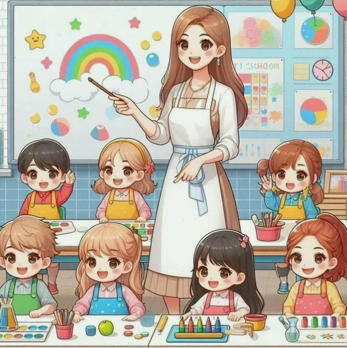 Cách vẽ cô giáo và học sinh chibi