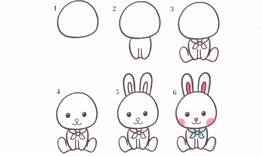 Cách vẽ con thỏ cute đang ngôi