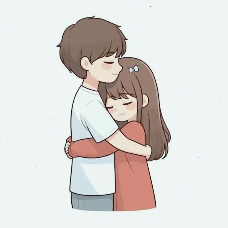 Cặp đôi anime chibi ngồi cạnh nhau lãng mạn dưới ánh trăng