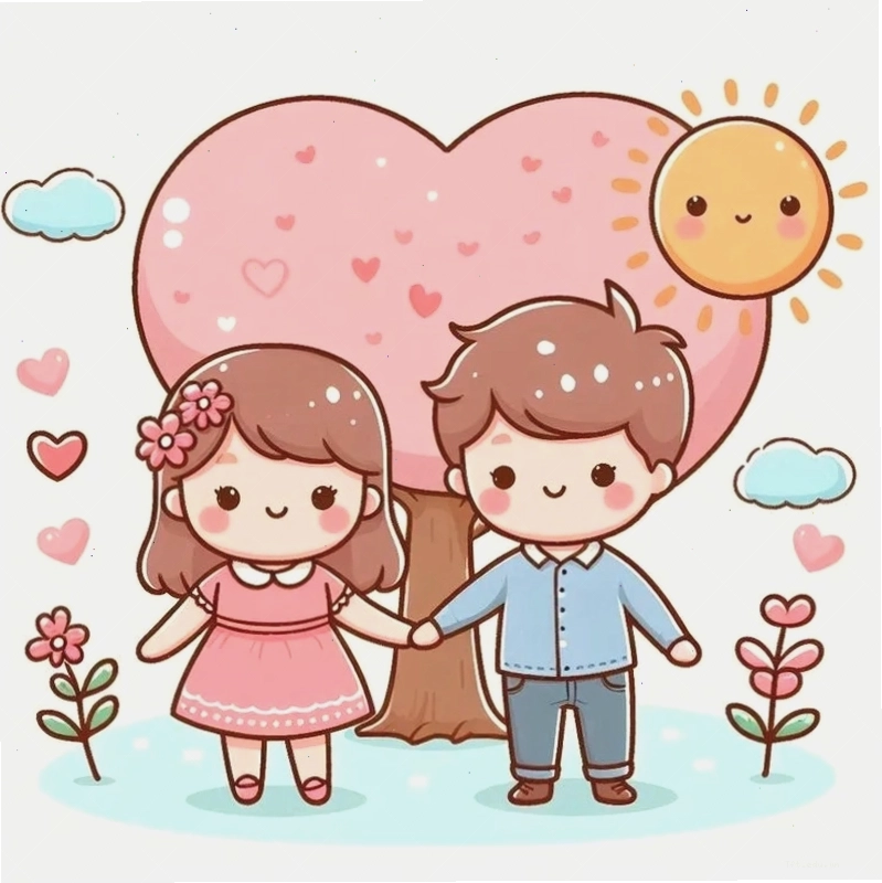 Cặp đôi chibi cute ôm nhau tình tứ