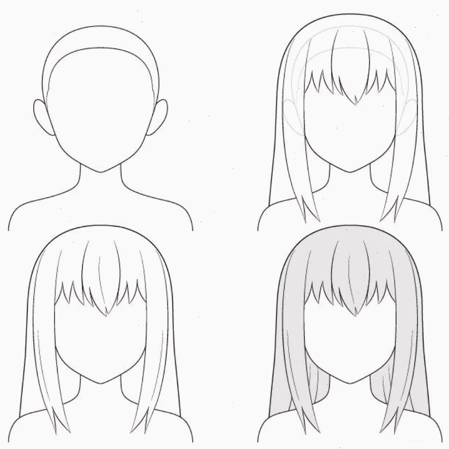 Cấu trúc tóc anime nữ dài mềm mại và quyến rũ