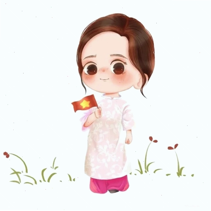 Chibi cô giáo mặc áo dài truyền thống