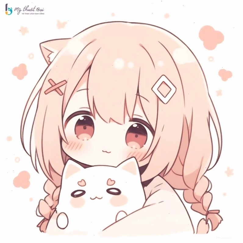 Chibi girl với mái tóc ngắn cá tính và biểu cảm tinh nghịch