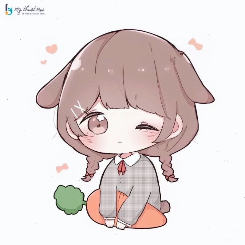 Chibi nữ với đôi mắt to tròn và nụ cười ngây thơ