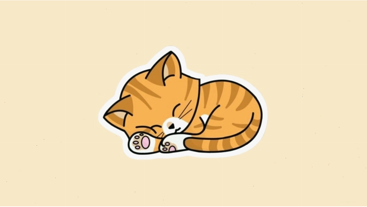 Chú mèo con chibi đang ngồi thư giãn
