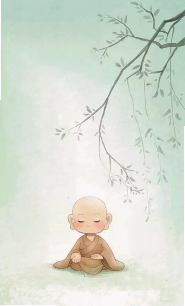 Chú tiểu đang chắp tay trang nghiêm