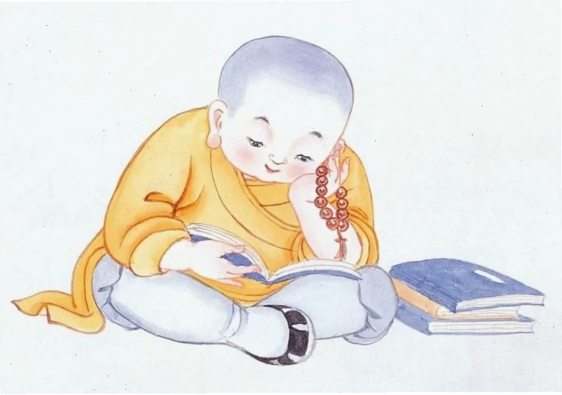 Chú tiểu nhỏ bé với khuôn mặt phúc hậu