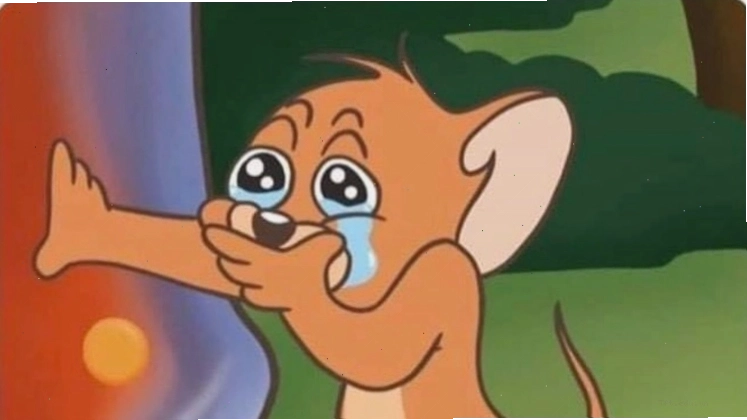 Chuột Jerry meme đang khóc với biểu cảm hài hước