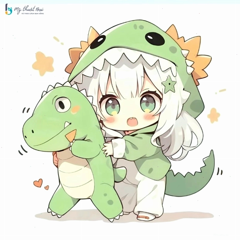 Cô bé chibi mặc váy hoa