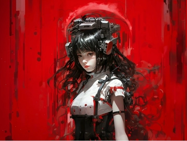 Cô gái anime dễ thương với trang phục cổ điển