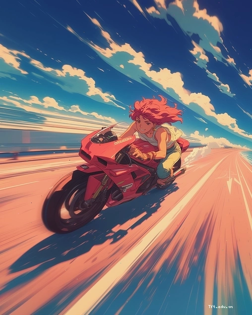 Cô gái anime ngầu với trang phục đua xe và thần thái tự tin