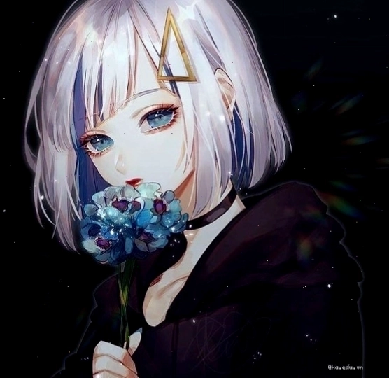 Cô gái anime với hiệu ứng ánh sáng huyền ảo trên nền tối