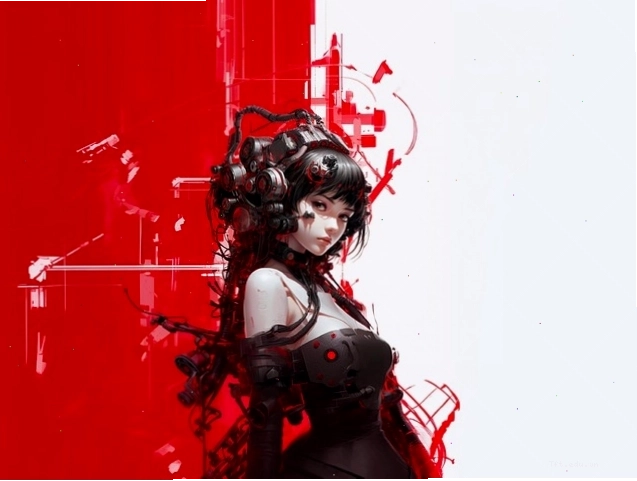 Cô gái anime với nụ cười tươi tắn và trang phục màu sắc
