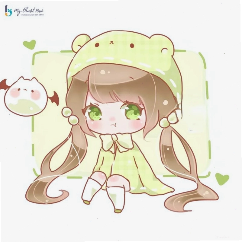 Cô gái Chibi cầm bó hoa