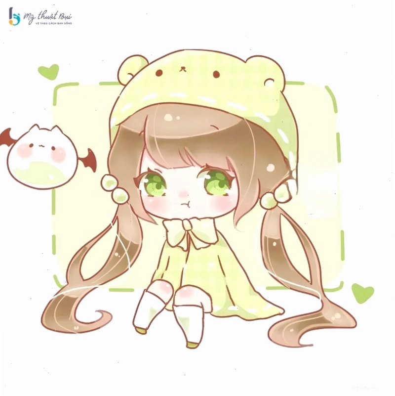 Cô gái chibi đội mũ len ấm áp trong mùa đông