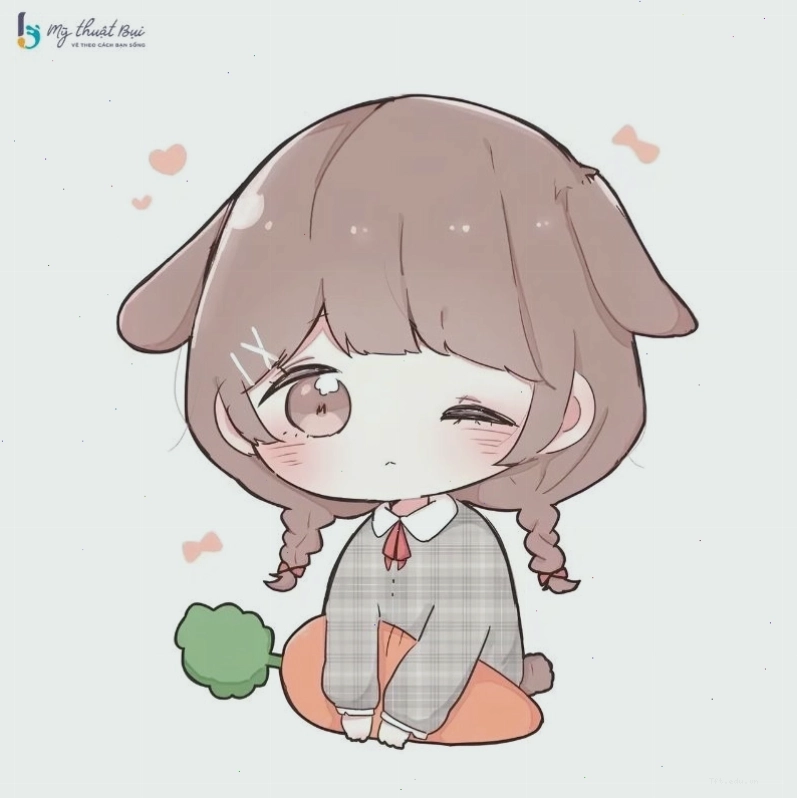 Cô gái chibi nữ đang vui chơi ngoài trời
