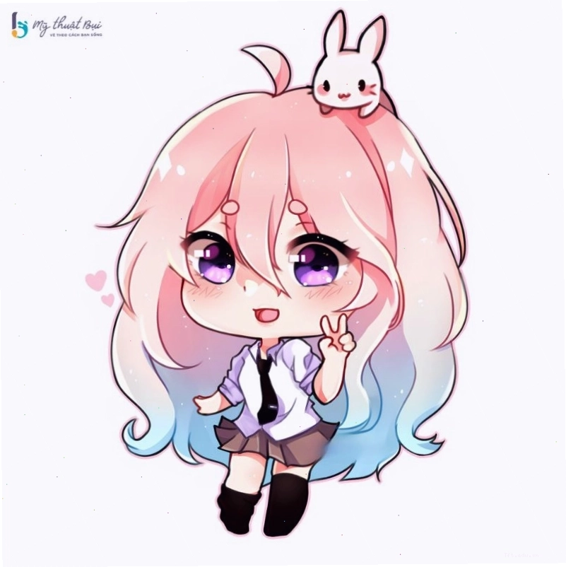 Cô gái chibi nữ với mái tóc ngắn cá tính